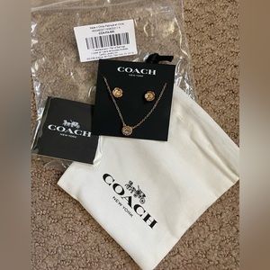 Coach Rose Gold plated necklace and earrings, brand new